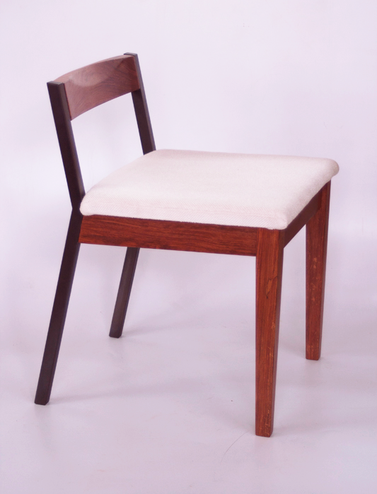 Blackwood side chair, bubinga and steel